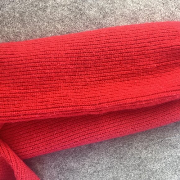 Mens Medium Cardigan Red Sweater Grandpa Core Black Stripe Knit Casual Classic - Picture 9 of 9